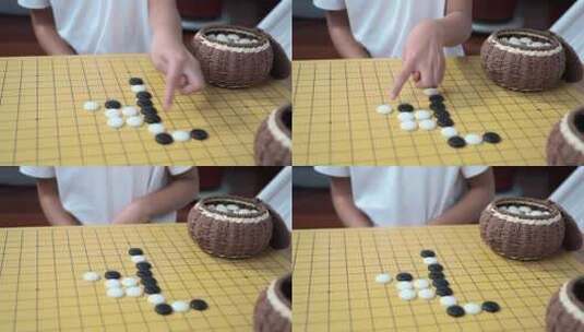 坐在地上下围棋的女孩高清在线视频素材下载