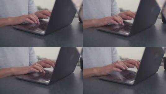 使用笔记本电脑的手部特写高清在线视频素材下载