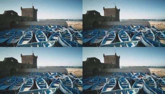 海岸边废弃的船只高清在线视频素材下载
