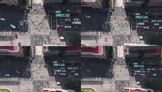 航拍市中心交叉口的交通高清在线视频素材下载