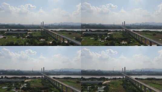 航拍江西赣州特大桥交通高清在线视频素材下载