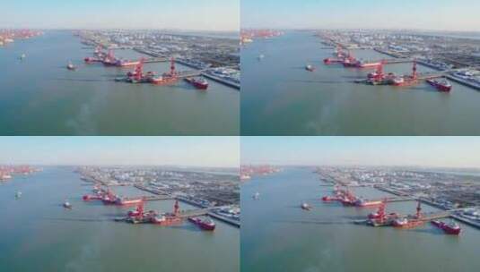 天津滨海新区天津港港口货运航拍高清在线视频素材下载