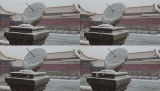 日晷故宫下大雪高清在线视频素材下载