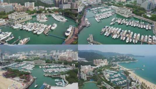 深圳大梅沙国际水上运动中心航拍合集高清在线视频素材下载