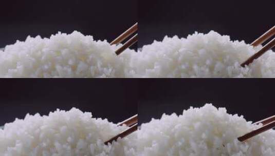 筷子夹起米饭高清在线视频素材下载