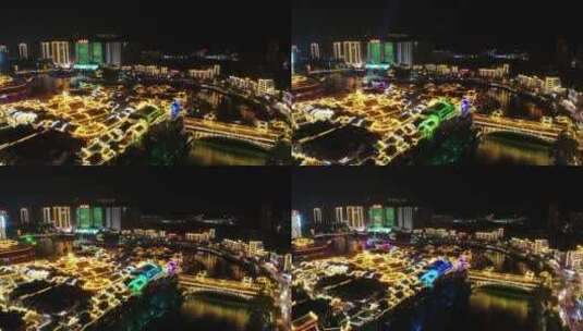 航拍贵州铜仁古城夜景高清在线视频素材下载