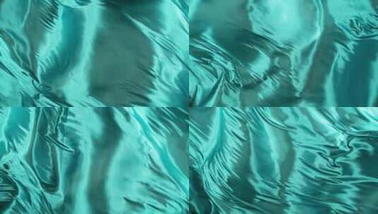 青绿丝绸织物飘动 (4)高清在线视频素材下载
