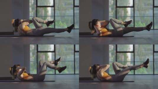 努力健身锻炼的女青年高清在线视频素材下载