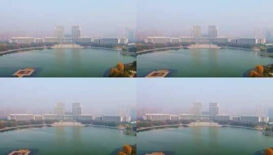 无锡尚贤河湖和市政府大楼航拍高清在线视频素材下载