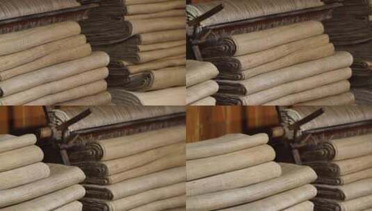丝绸棉麻面料纹理材质亚麻苎麻汉麻香云纱高清在线视频素材下载