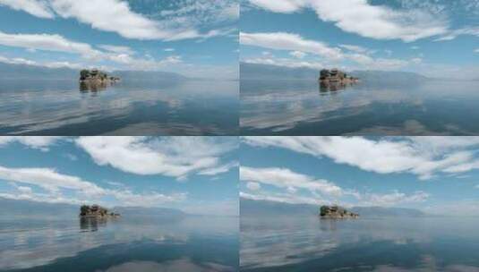湖心岛蓝天白云倒影延时拍高清在线视频素材下载