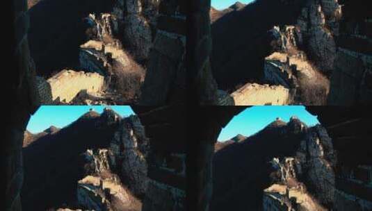 悬崖峭壁上的长城高清在线视频素材下载