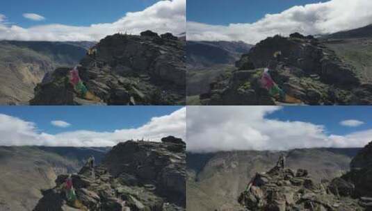 西藏山南市洛扎县拉康镇高山悬崖航拍高清在线视频素材下载