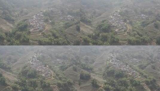 云南普洱一个被梯田包围的村庄高清在线视频素材下载