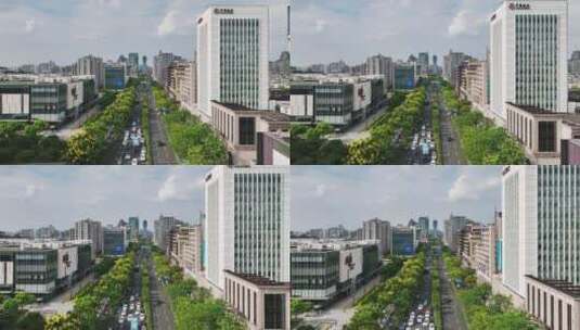 航拍杭州延安路商业中心现代都市风光高清在线视频素材下载