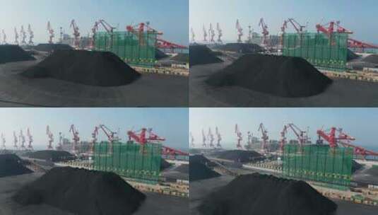 航拍运输煤炭的港口高清在线视频素材下载