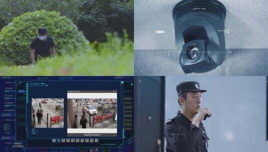 小区物业保安通过监控智能安防抓小偷高清在线视频素材下载