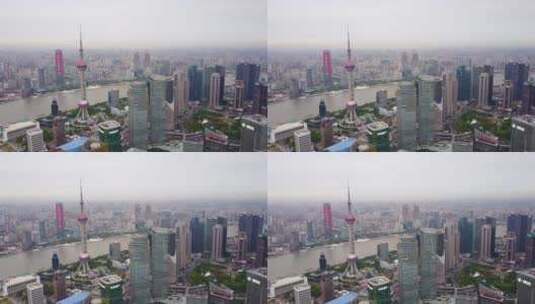 4k上海城市外滩日落全景航拍高清在线视频素材下载