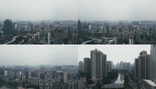 成都锦江区府河航拍高楼大厦高清在线视频素材下载