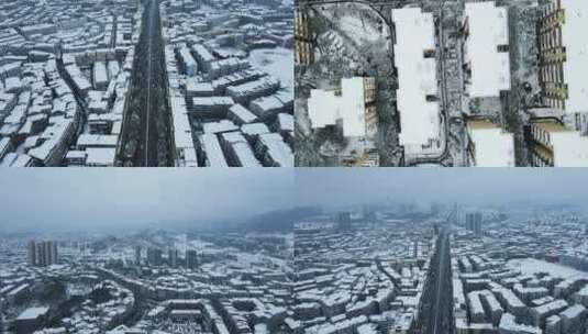 合集城市冬天雪景航拍高清在线视频素材下载