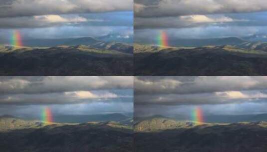 山上的彩虹和云彩自然风景大自然高清在线视频素材下载