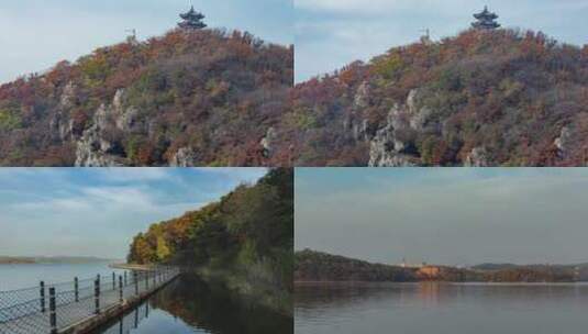 棋盘山主峰和秀湖栈道高清在线视频素材下载