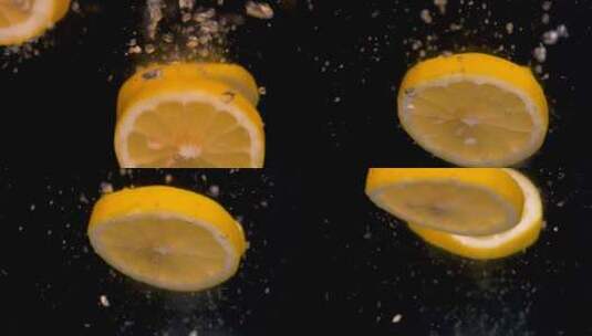 水中柠檬飞溅高清在线视频素材下载