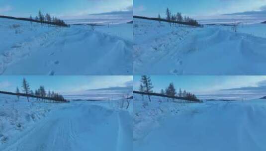 大雪封路雪路冰雪道路高清在线视频素材下载