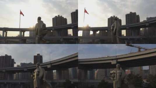 南浦大桥下公园地标塑像高清在线视频素材下载