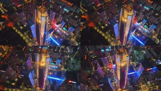 深圳大百汇大厦夜景灯光秀航拍高清在线视频素材下载