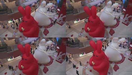 商场里兔年气球高清在线视频素材下载