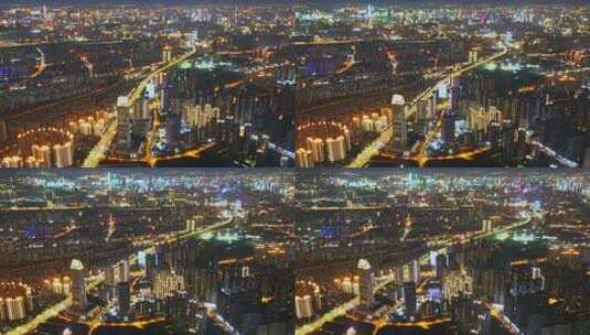 武汉汉口夜景航拍延时高清在线视频素材下载