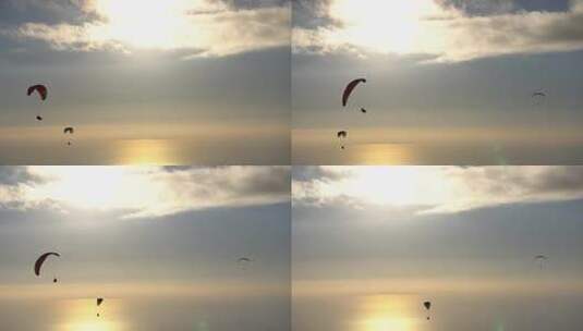滑翔伞与日落高清在线视频素材下载