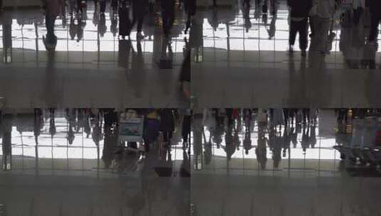 机场车站人流脚步特写步伐匆忙人来人往剪影高清在线视频素材下载