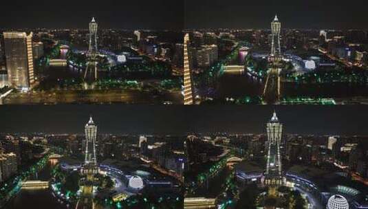 杭州西湖文化广场夜景高清在线视频素材下载