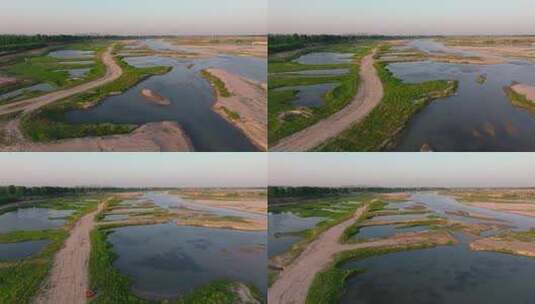 渭河河流河床夕阳高清在线视频素材下载