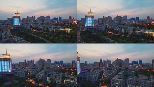 中国吉林长春城市夜景航拍高清在线视频素材下载