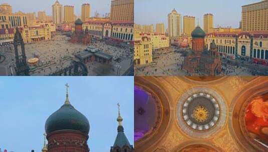 哈尔滨索菲亚教堂城市宣传片欧式建筑高清在线视频素材下载