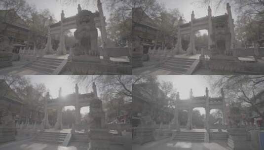 陕西西安北院门历史文化街区石雕像牌坊石门高清在线视频素材下载