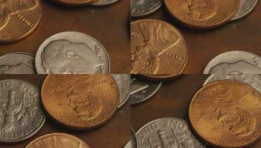 硬币的旋转镜头高清在线视频素材下载