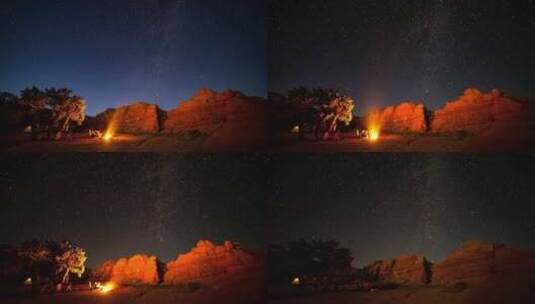 沙漠露营地夜间延时拍摄高清在线视频素材下载