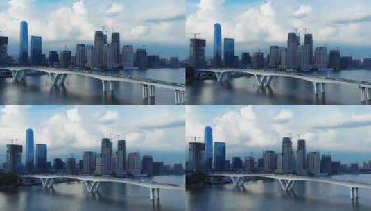 广州琶洲大桥看金融城高清在线视频素材下载
