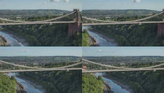 航拍壮观的吊桥高清在线视频素材下载