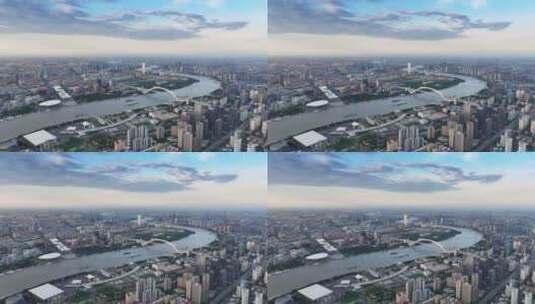 南浦大桥 世博园 黄浦江 上海城市晚霞 卢浦高清在线视频素材下载