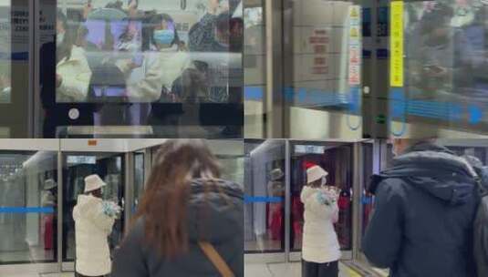 地铁站台旅客口罩摇高清在线视频素材下载