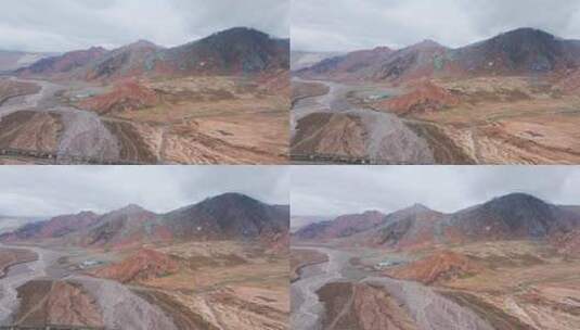 青海昆仑山脉山川河流青藏铁路大气航拍高清在线视频素材下载