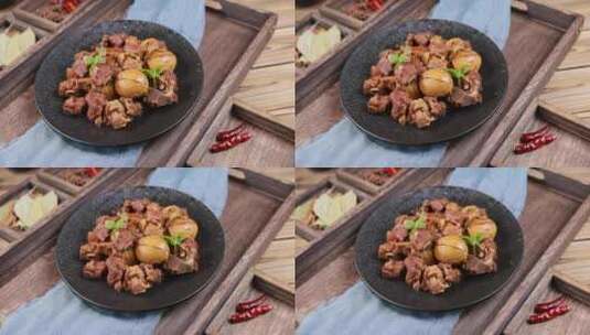 中国菜：鸡蛋烧肉高清在线视频素材下载