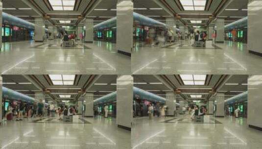 8K震撼城市地铁站人流延时高清在线视频素材下载