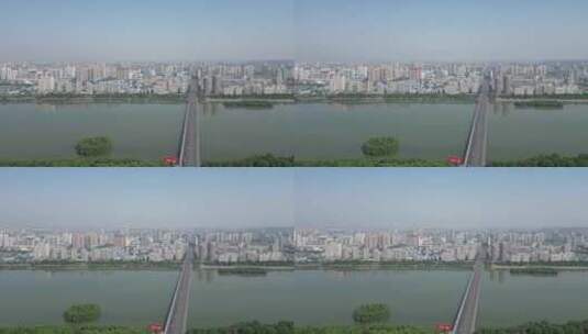 航拍河南洛阳城市大景牡丹大桥高清在线视频素材下载