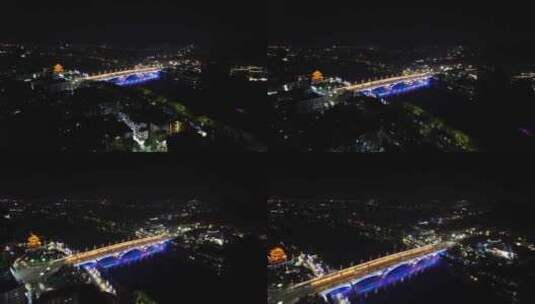 航拍桂林夜景桂林大景高清在线视频素材下载
